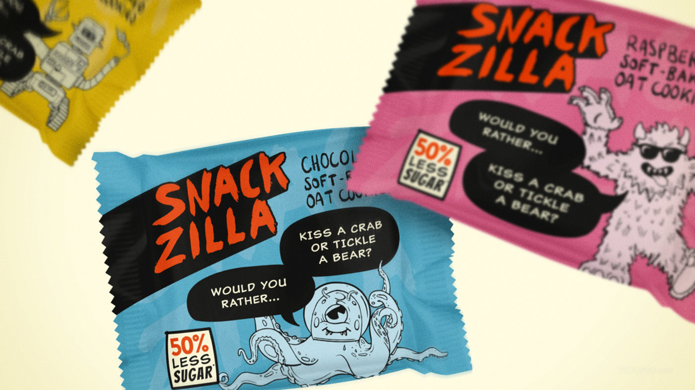 英国SNACKZILLA儿童健康友好零食食品创意包装作品欣赏-02