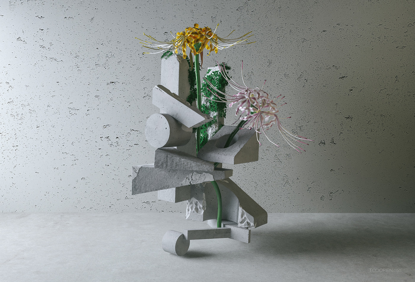 3D当代建筑植物插画作品欣赏-01