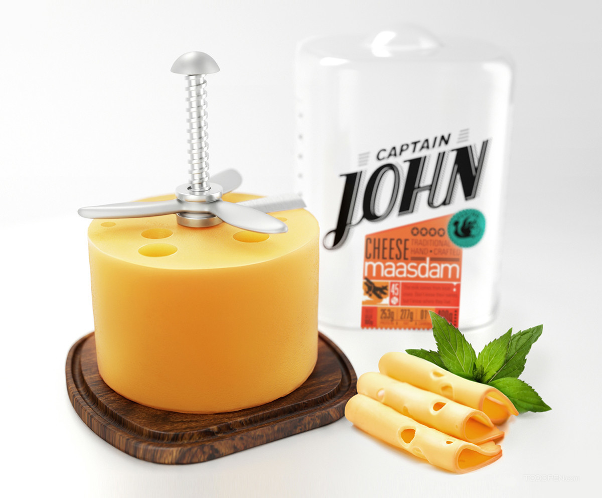 约翰·奶酪船长创意奶酪按压自助旋转切割奶酪包装欣赏-08