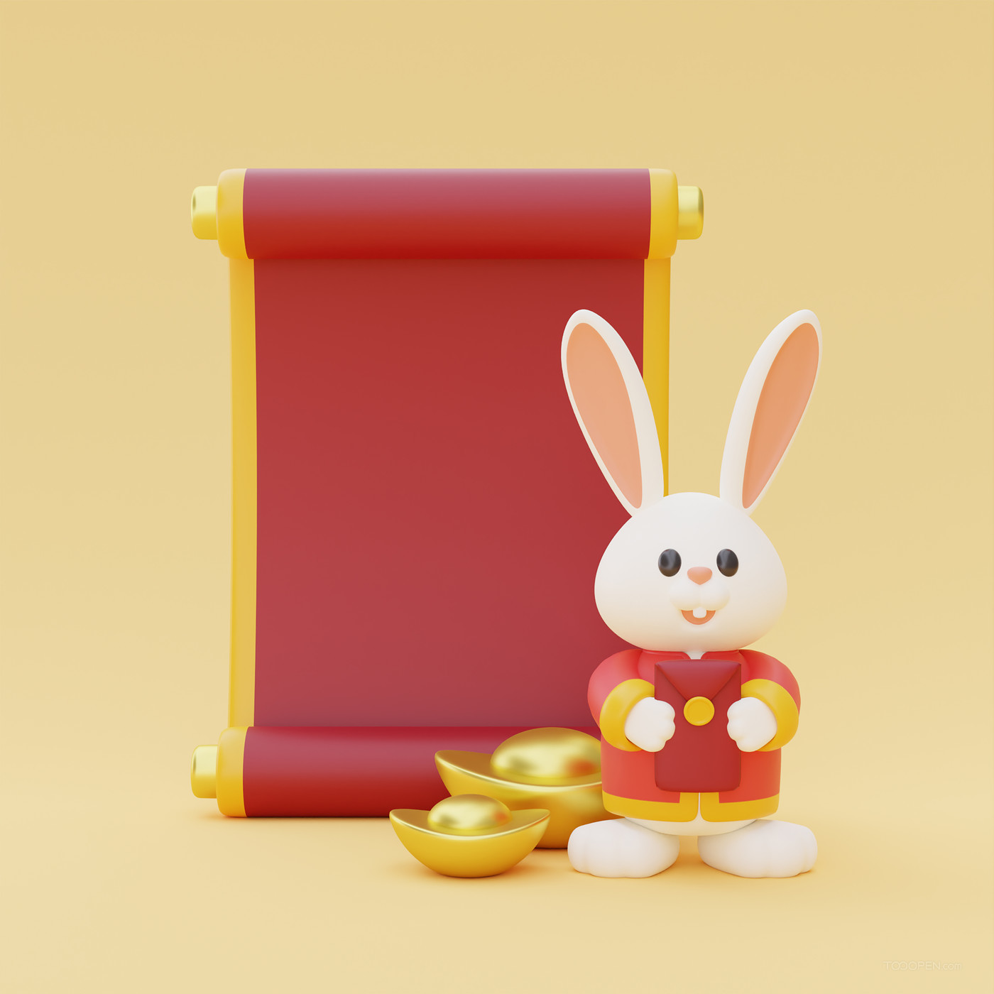 兔年兔子铜钱金元宝2023-04