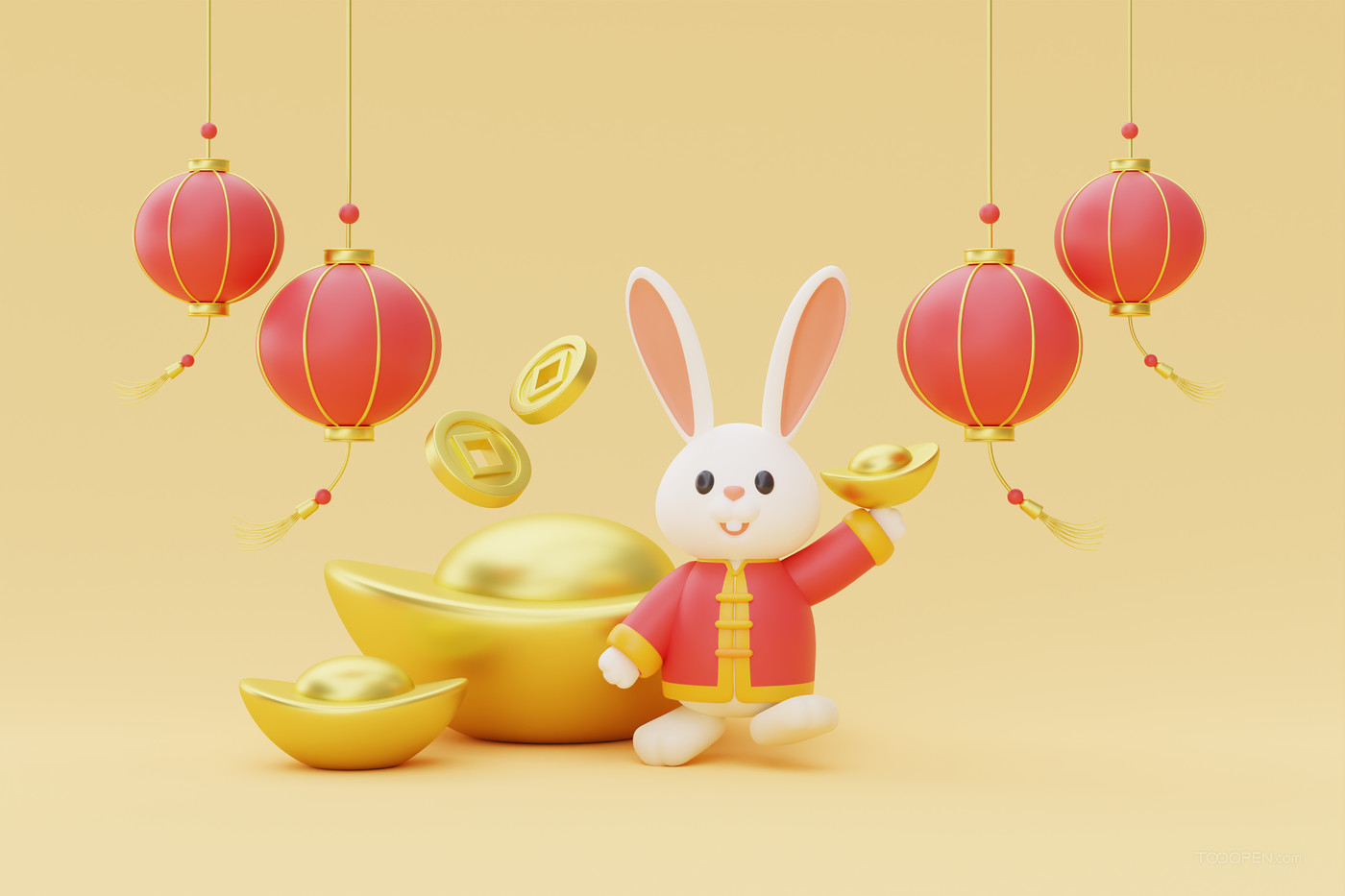 兔年兔子铜钱金元宝2023-03