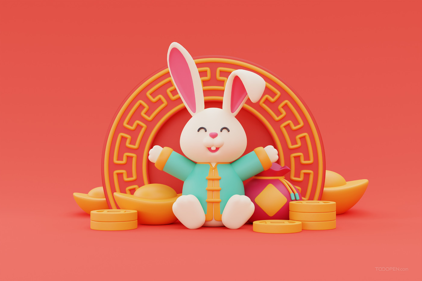 兔年兔子铜钱金元宝2023-13