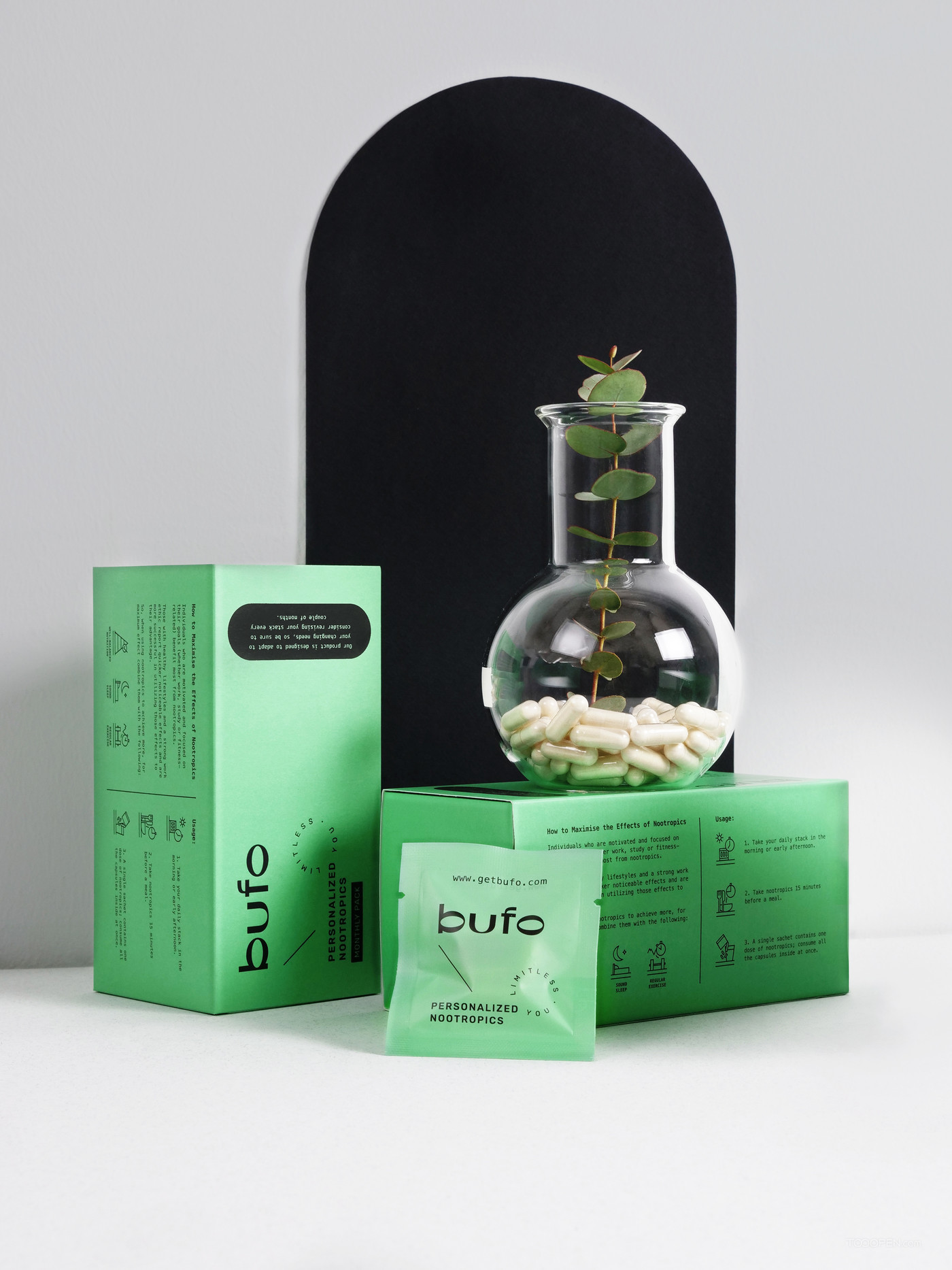 国外能量元素大脑补充剂BUFO产品简约包装设计欣赏-04