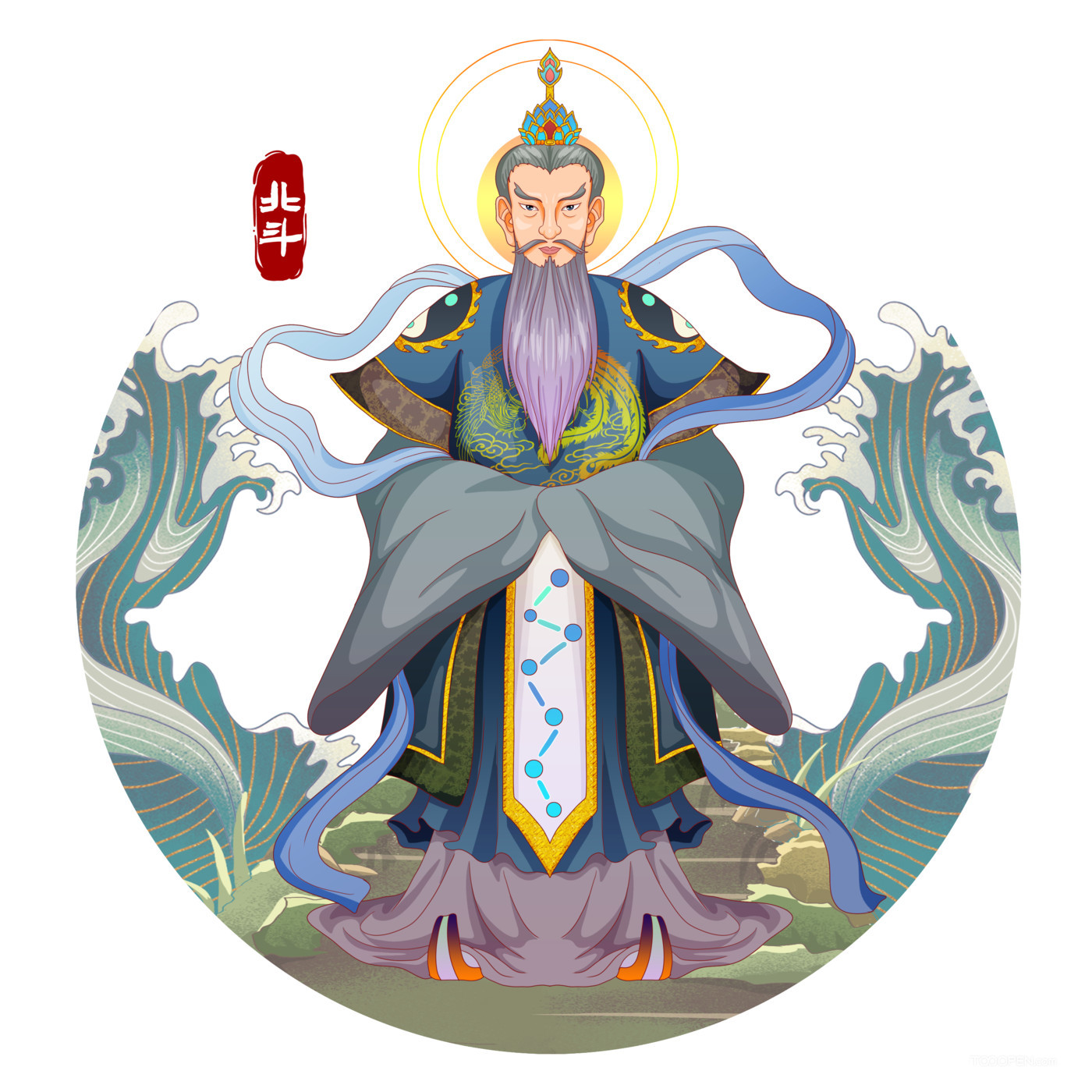 中国神话人物中国风卫星插画-07