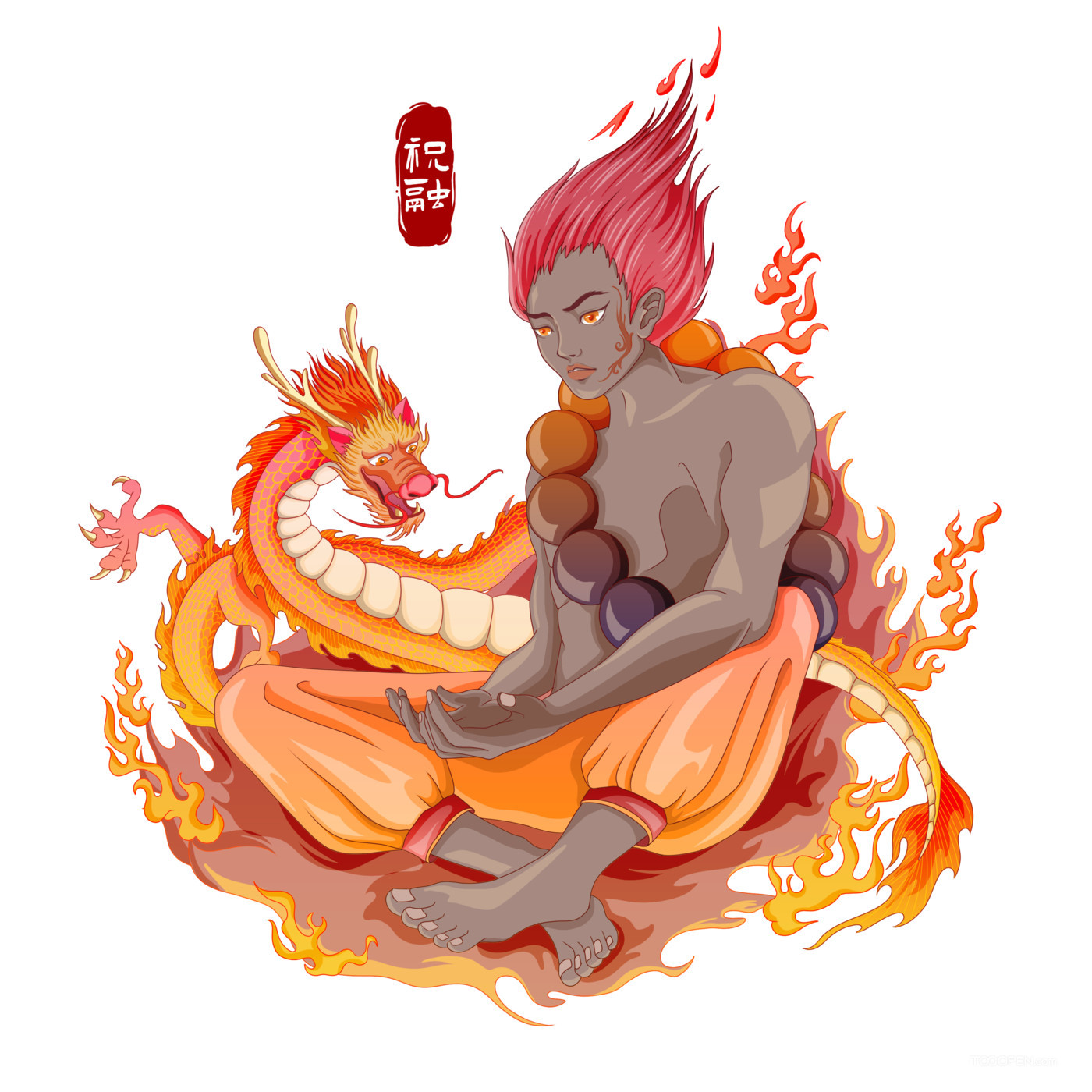 中国神话人物中国风卫星插画-09