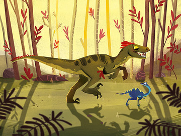 森林恐龙风景插画作品欣赏