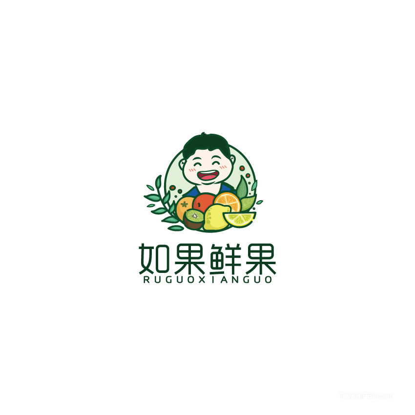 卡通人物头像标志水果超市水果店图标矢量logo素材-03