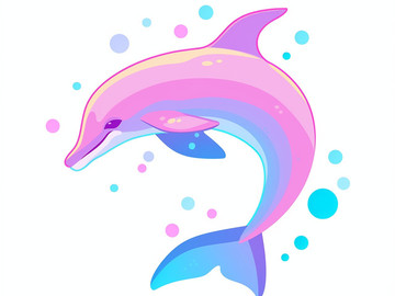 霓虹色海豚插画矢量风格