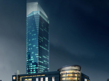 3D渲染室外建筑商务大厦效果图