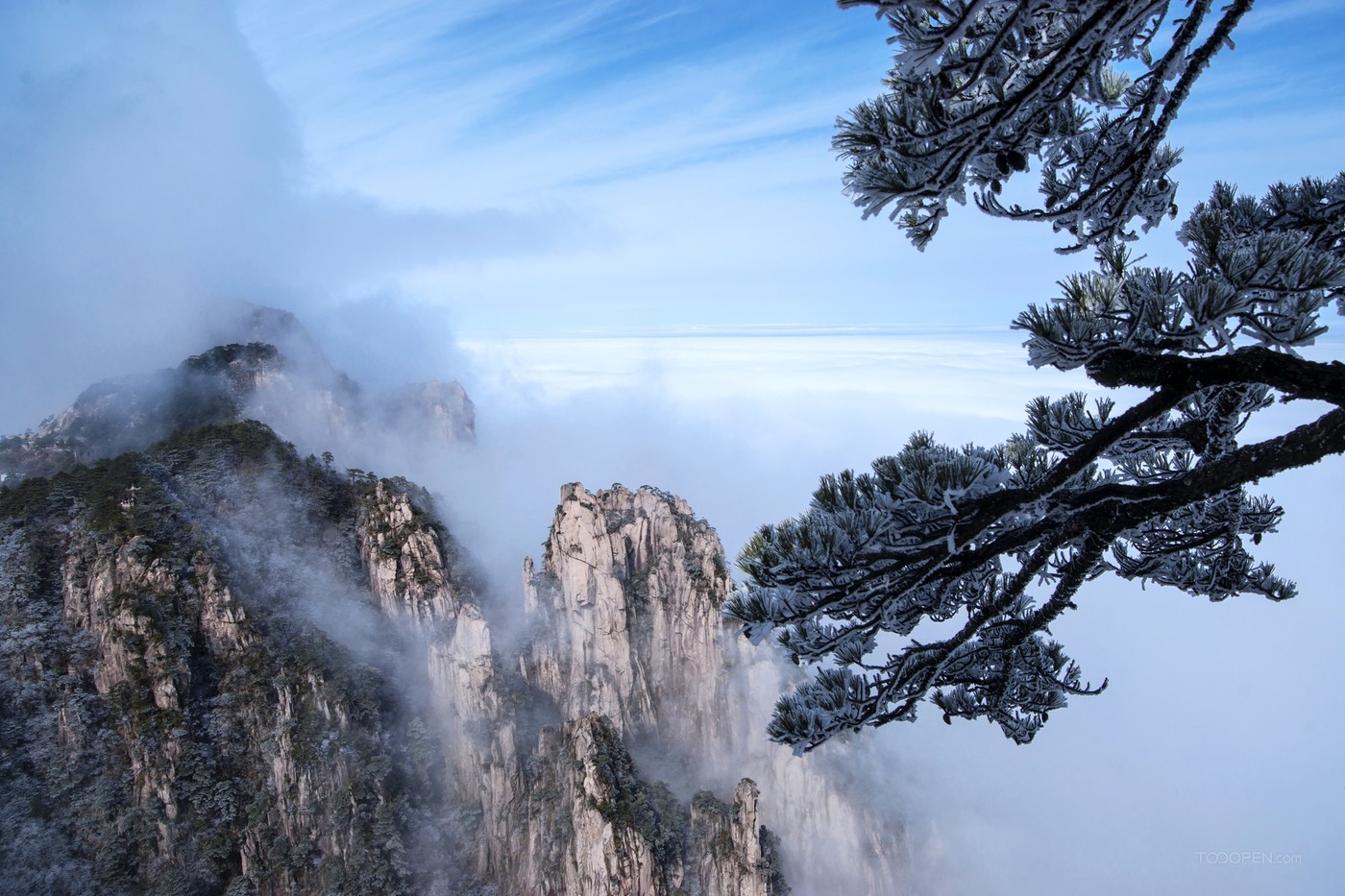 安徽黄山雪景树挂图片-01