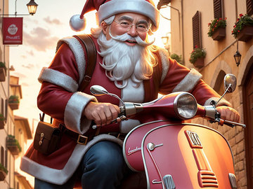 圣诞节海报设计圣诞老人骑摩托车