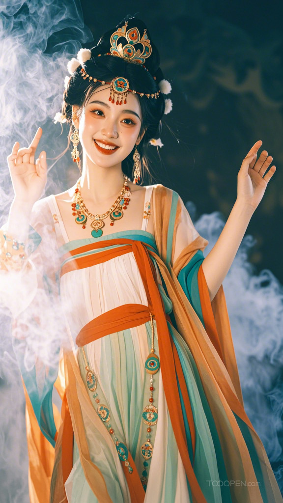 古风美女国潮风格古代美女汉服-15