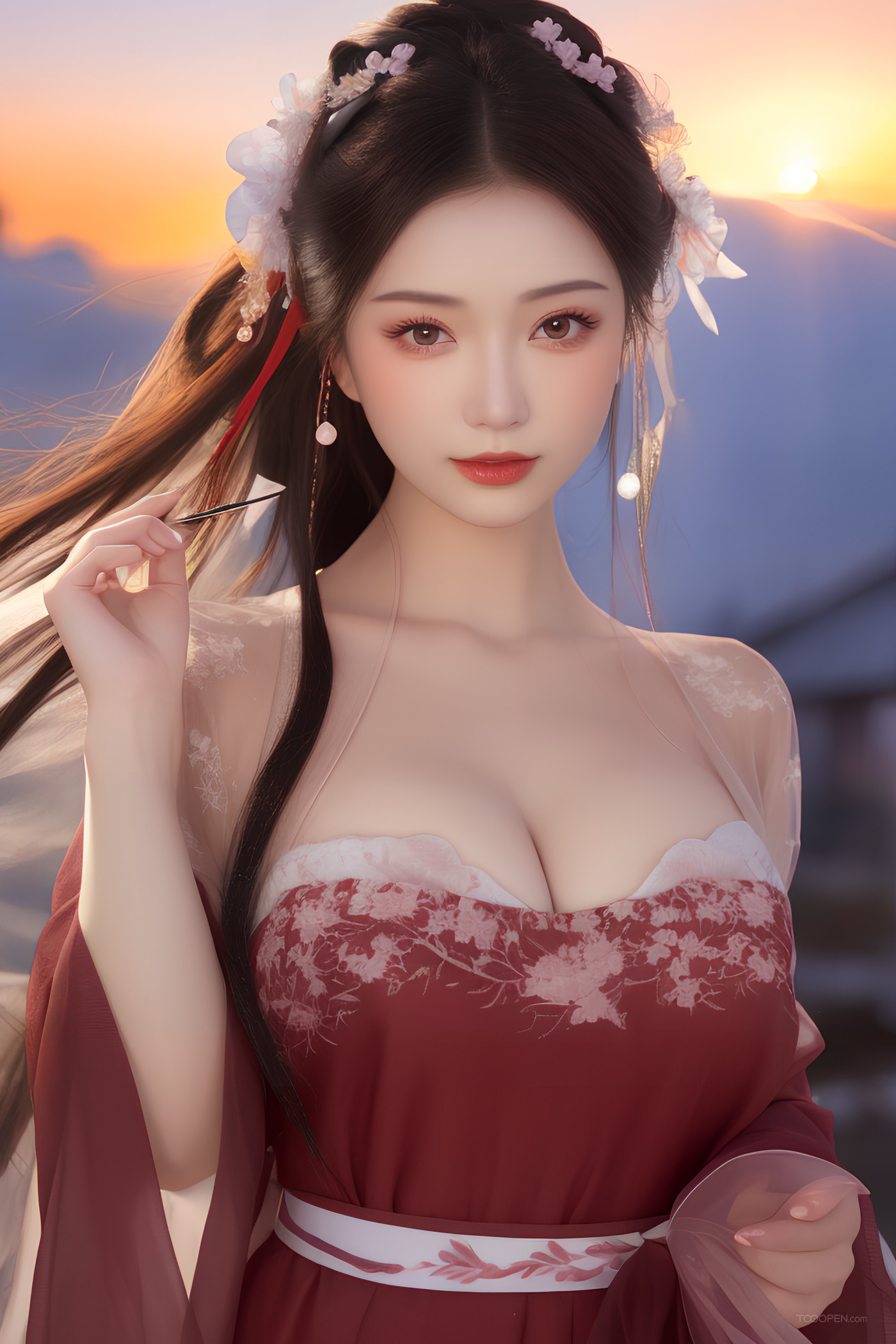 AI生成中國風漂亮美女高清手機壁紙?zhí)讏D-01