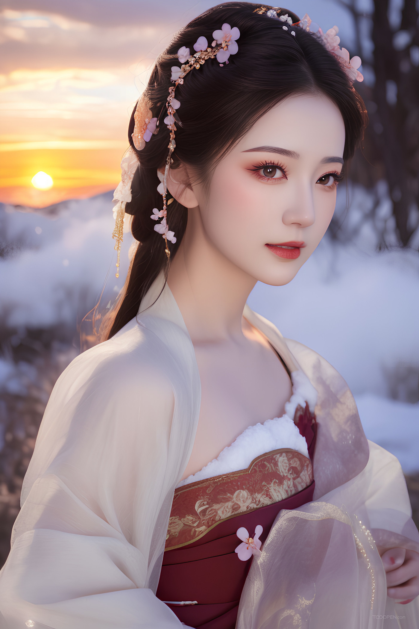 AI生成中國風漂亮美女高清手機壁紙?zhí)讏D-05