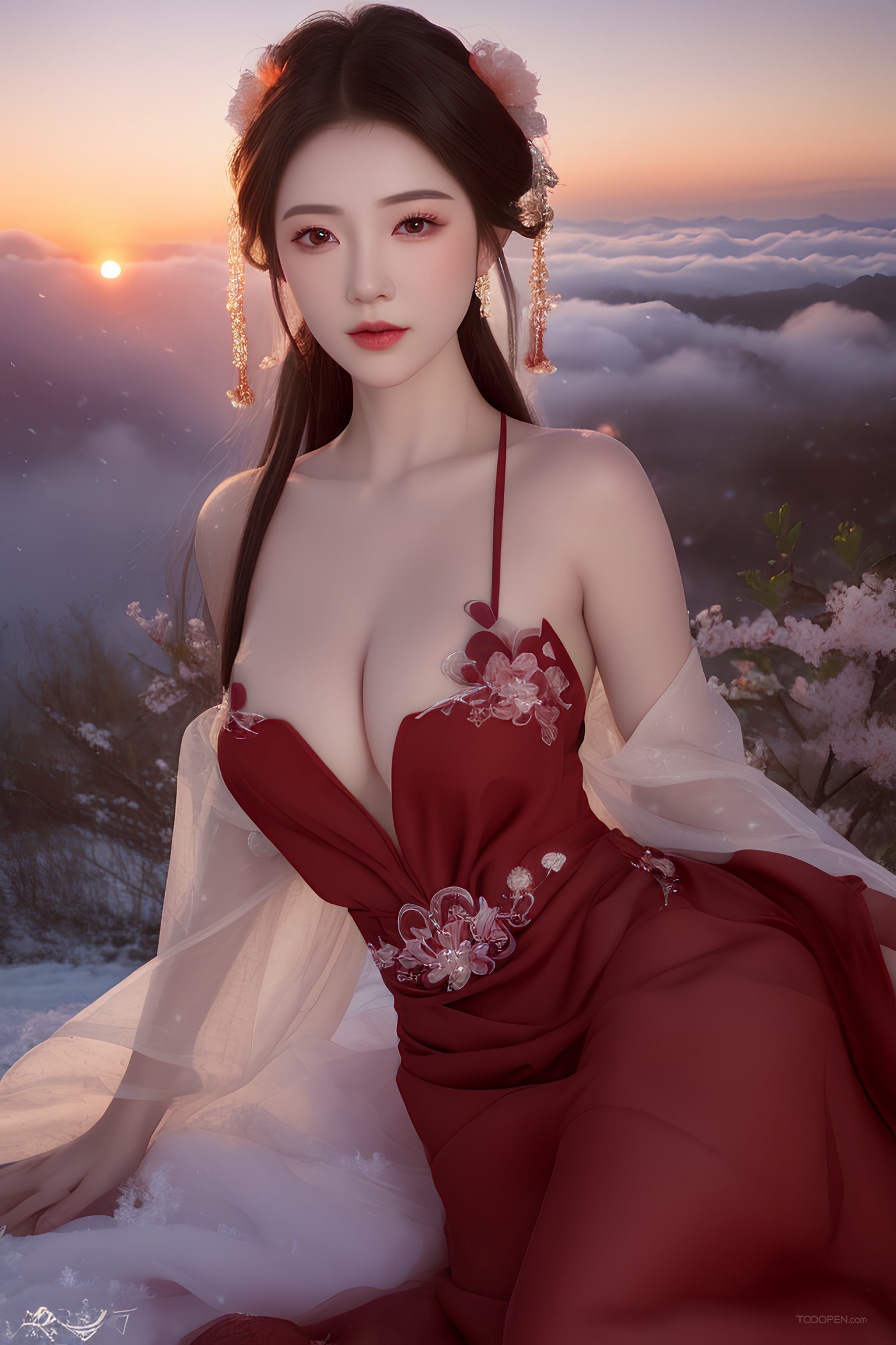 AI生成中國風漂亮美女高清手機壁紙?zhí)讏D-09