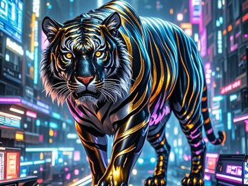 科技感，黑夜風(fēng)格機械老虎