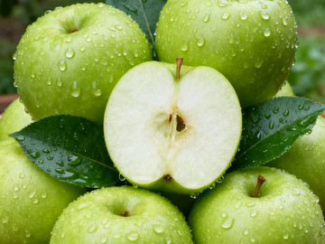 新鲜现摘青苹果创意摄影高清美图