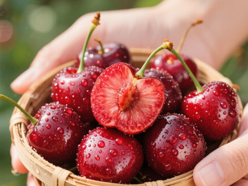 新鲜现摘车厘子樱桃创意摄影高清美图