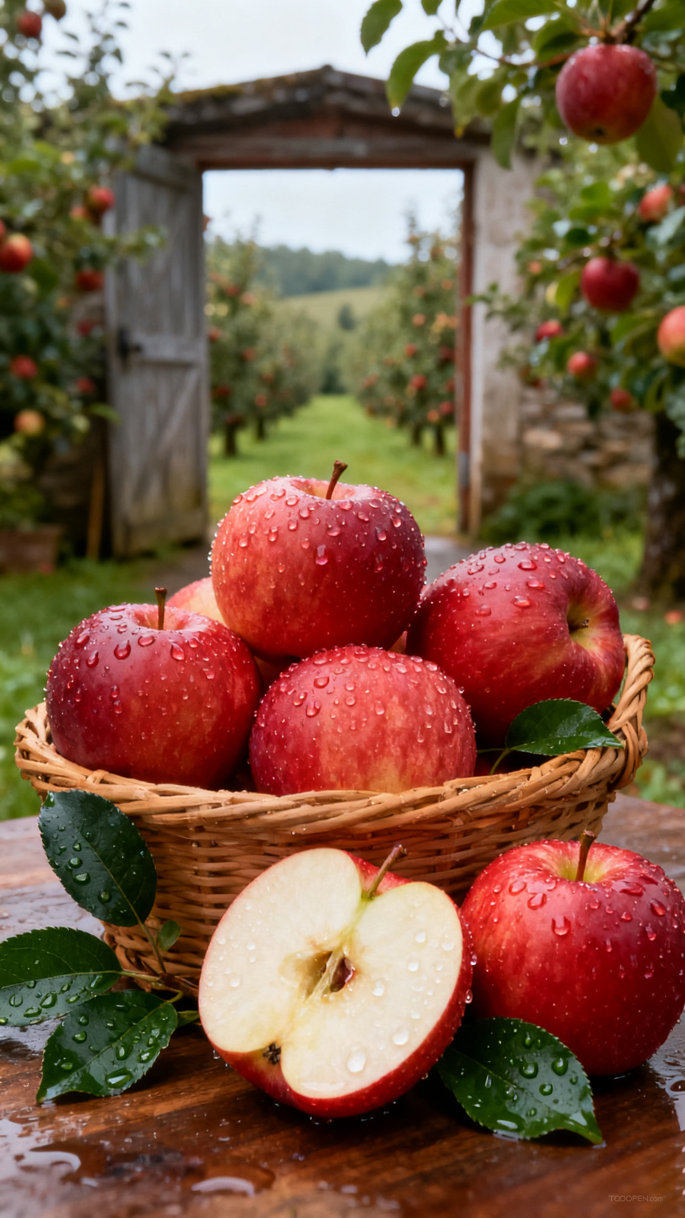 新鲜现摘红苹果创意摄影高清美图-10