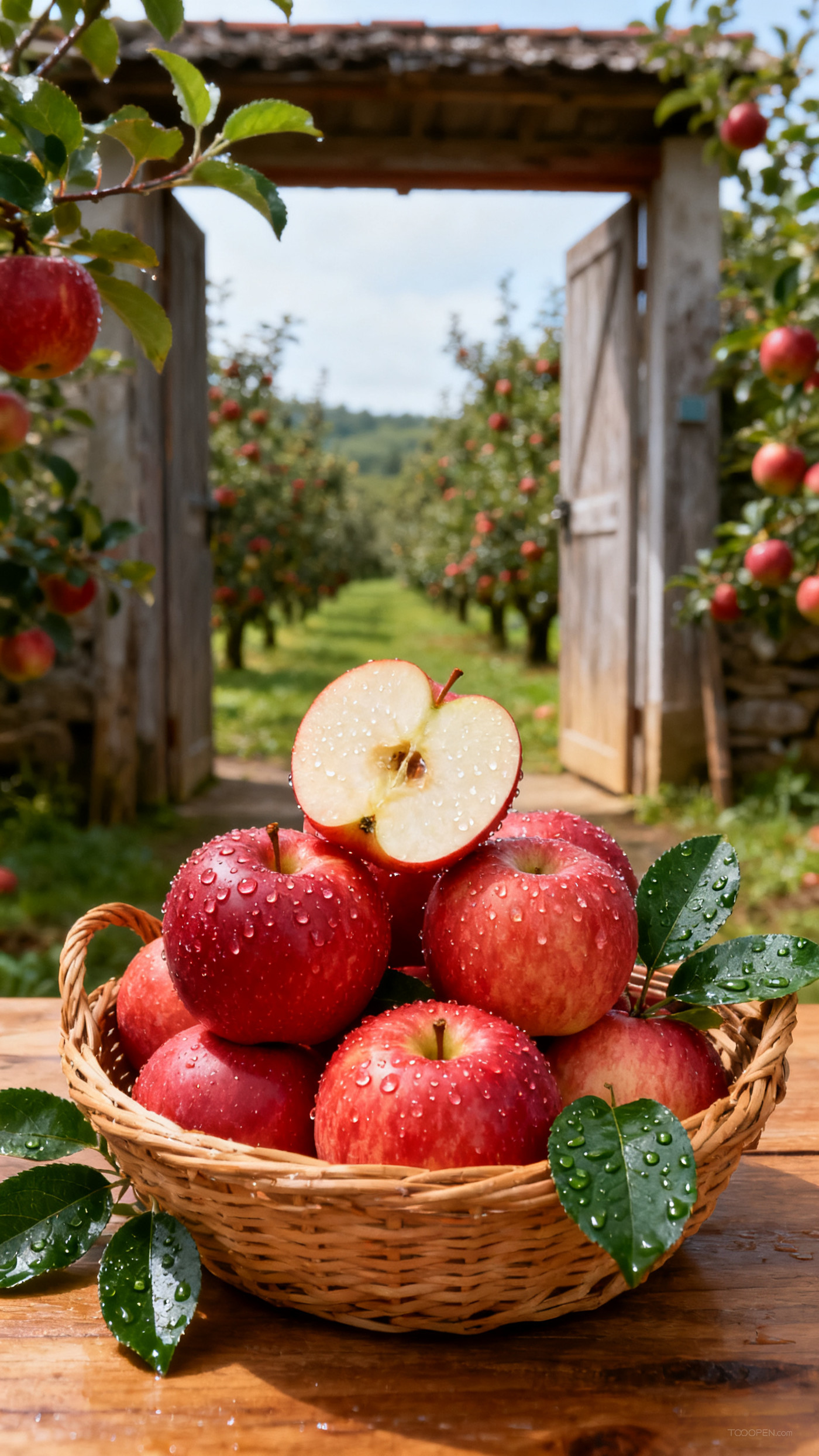 新鲜现摘红苹果创意摄影高清美图-11