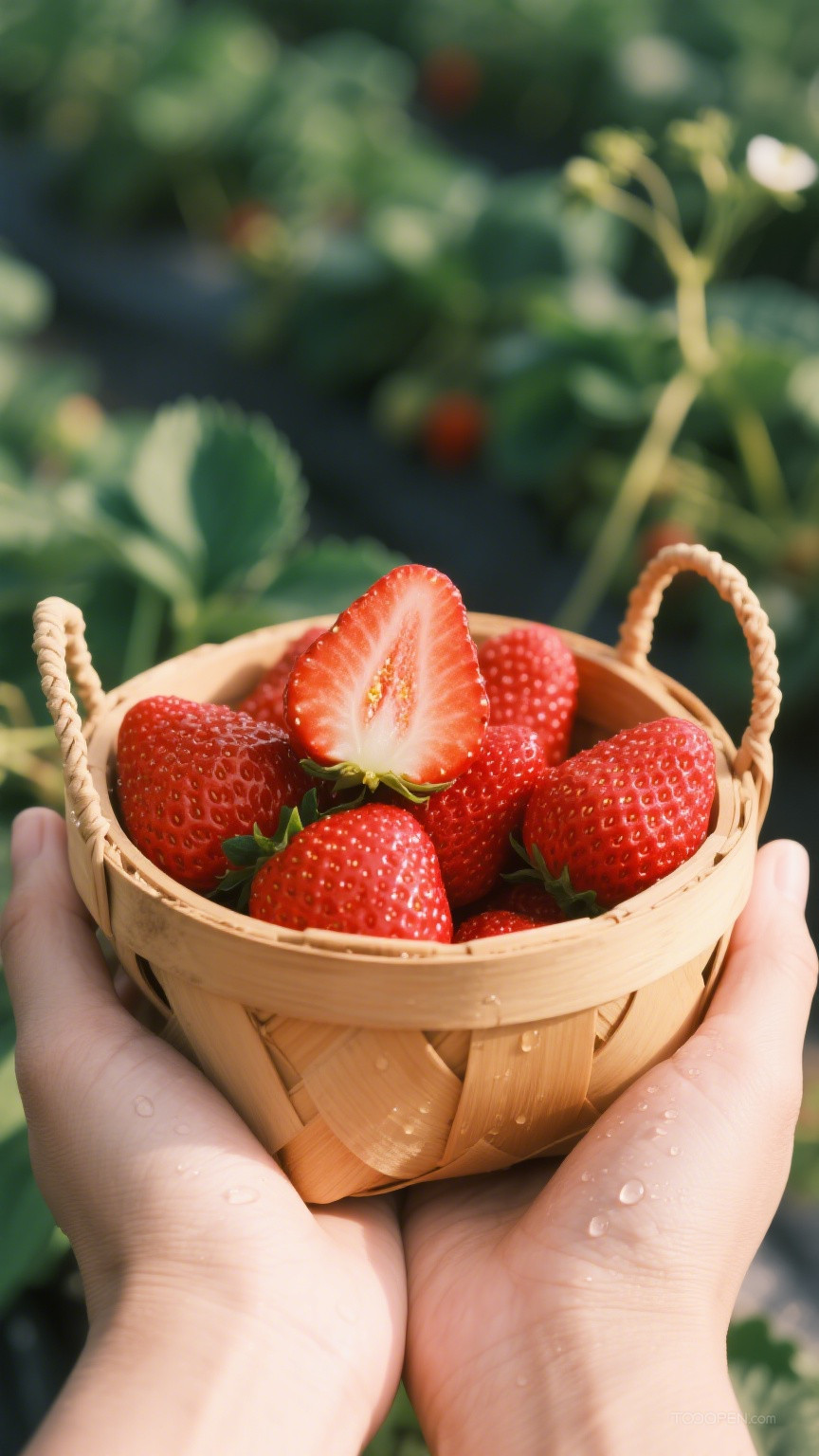 新鲜现摘草莓创意摄影高清美图-05