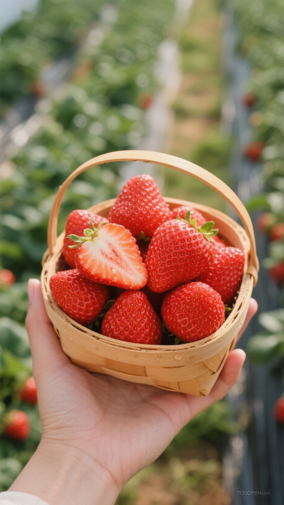 新鲜现摘草莓创意摄影高清美图-07