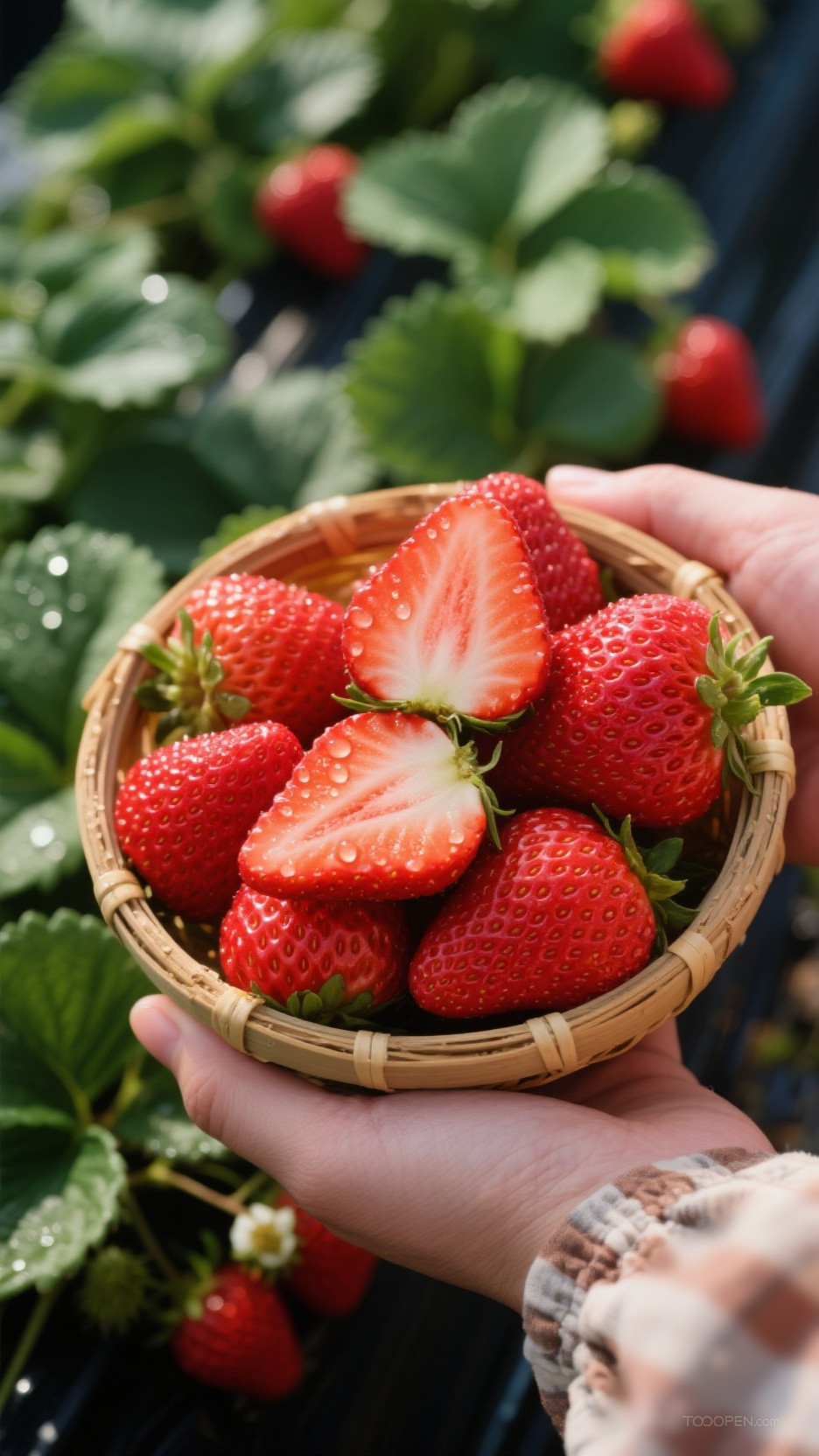 新鲜现摘草莓创意摄影高清美图-09