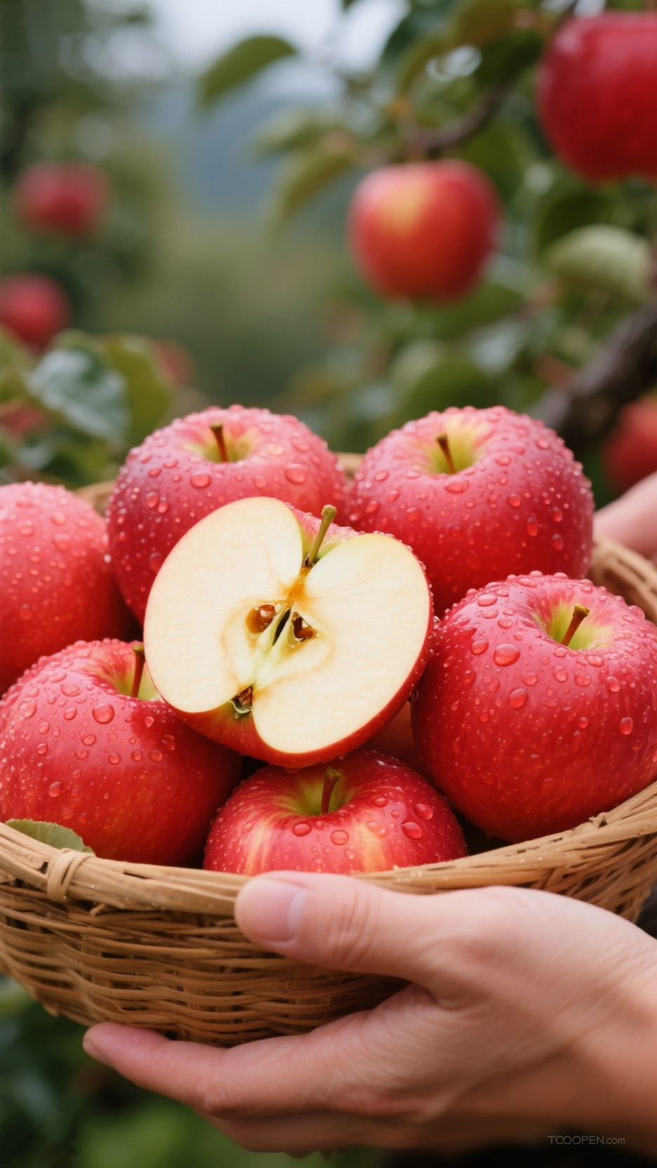 新鲜现摘青苹果红苹果创意摄影高清美图-01