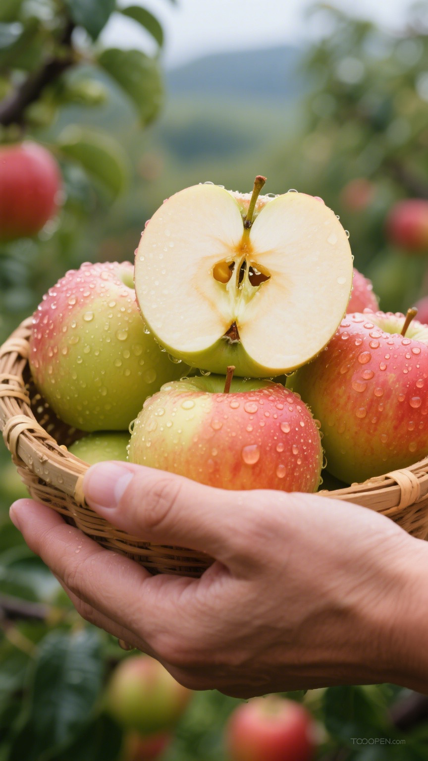 新鲜现摘青苹果红苹果创意摄影高清美图-07