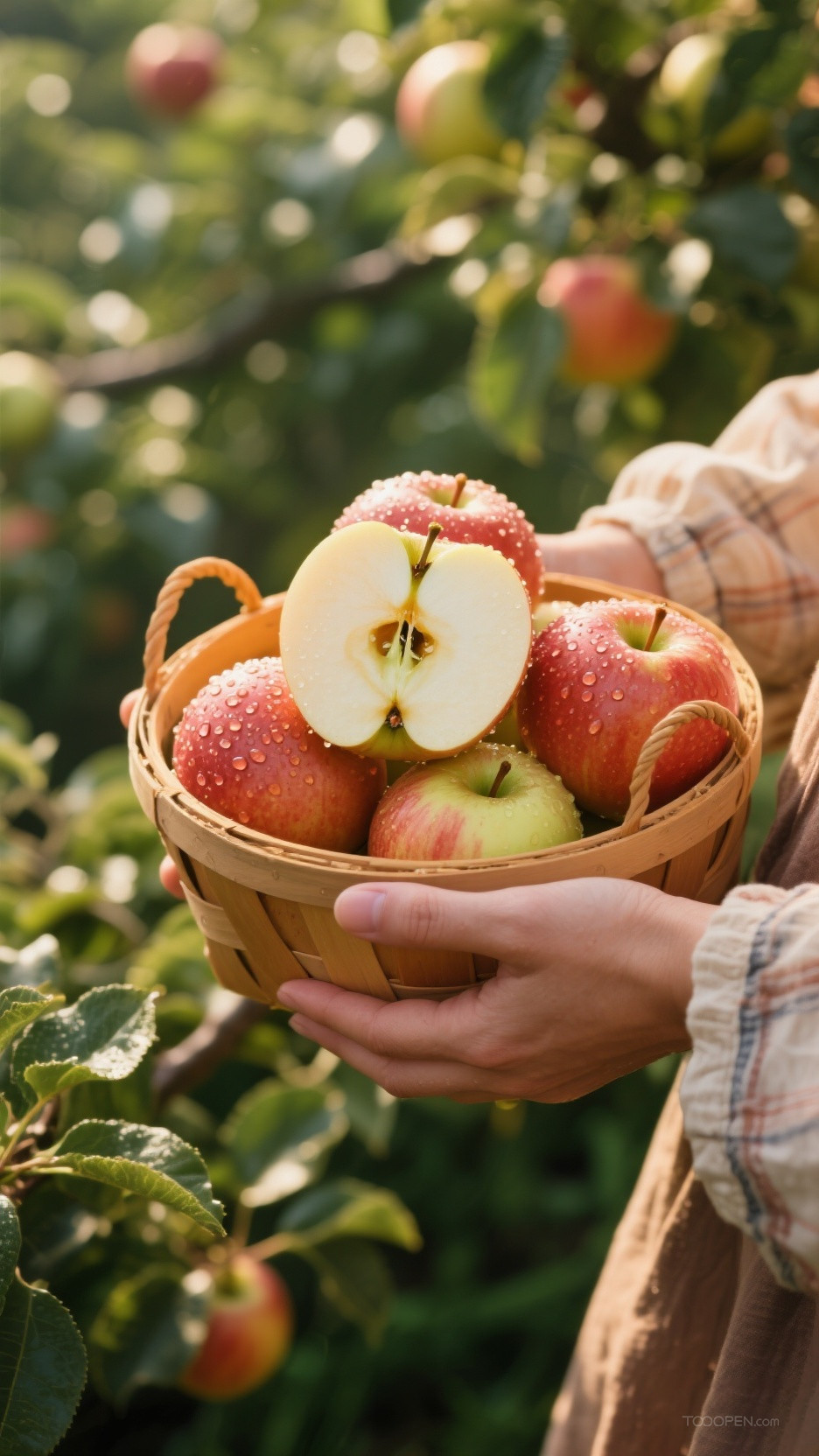 新鲜现摘青苹果红苹果创意摄影高清美图-09