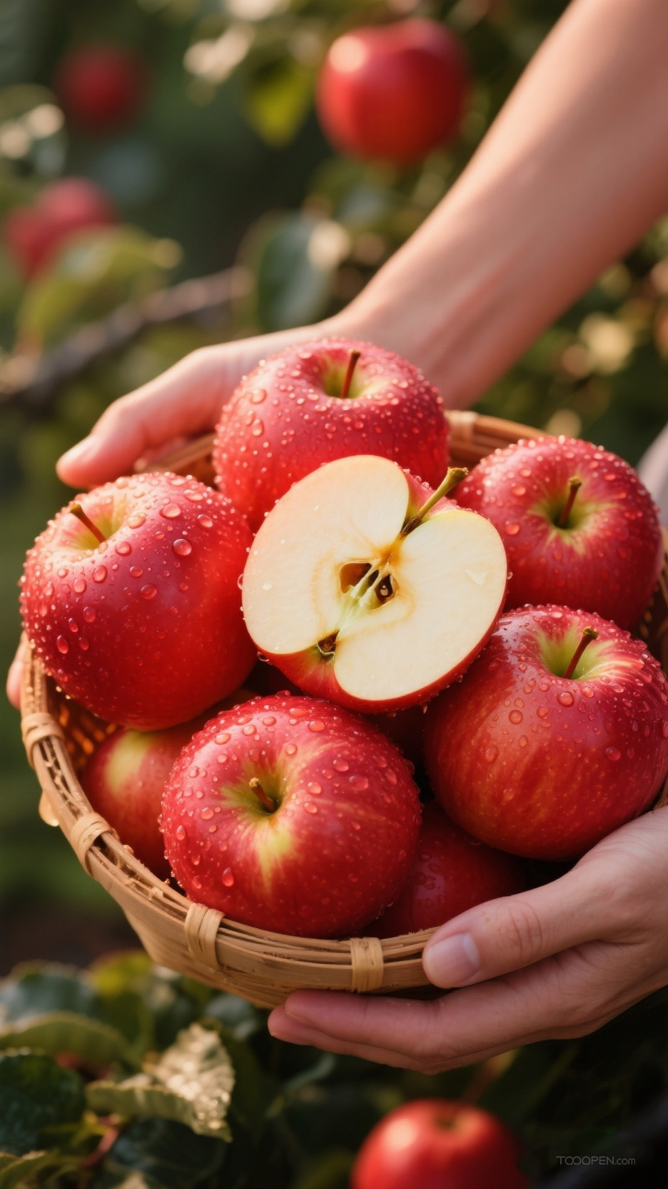 新鲜现摘青苹果红苹果创意摄影高清美图-10