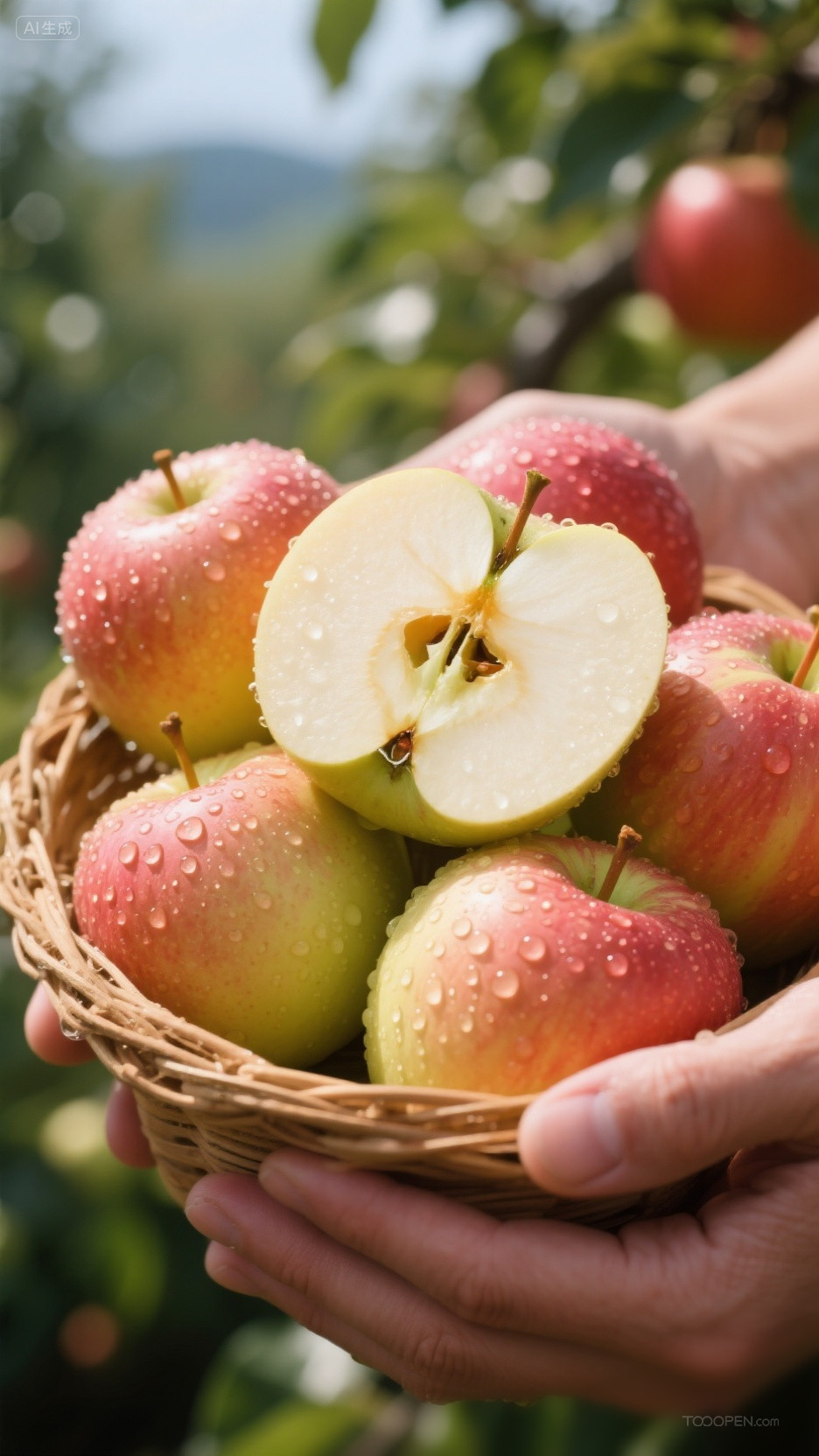 新鲜现摘青苹果红苹果创意摄影高清美图-11