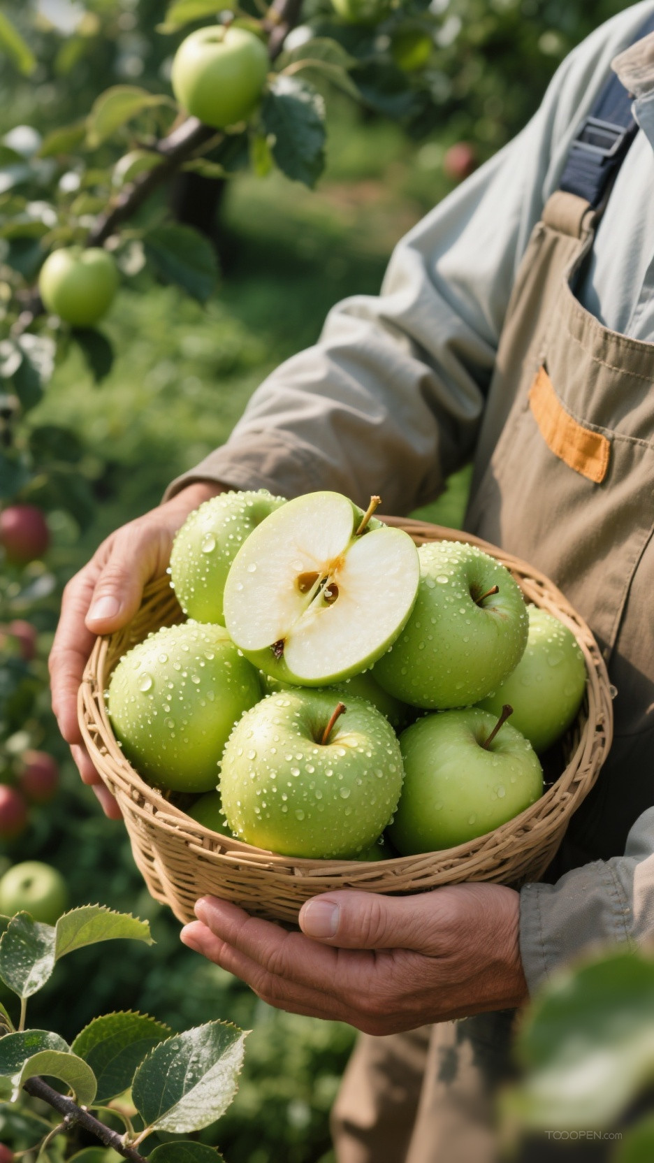 新鲜现摘青苹果红苹果创意摄影高清美图-12