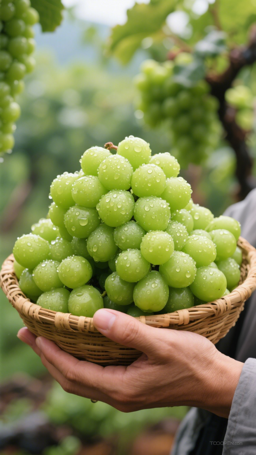 新鲜现摘青提阳光玫瑰创意摄影高清美图-02