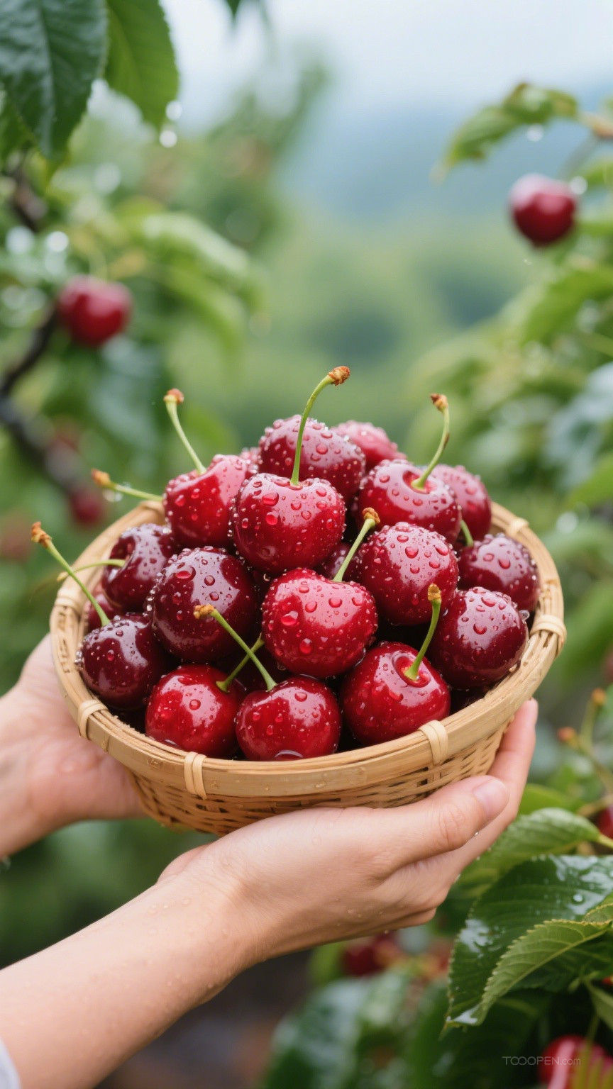 新鲜现摘车厘子樱桃创意摄影高清美图-04
