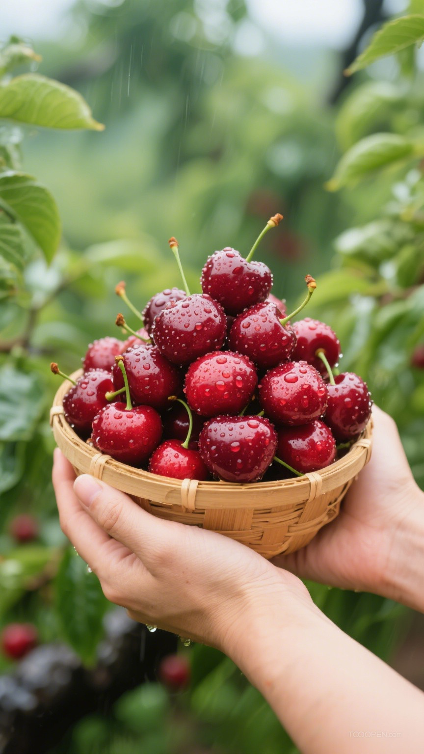 新鲜现摘车厘子樱桃创意摄影高清美图-06