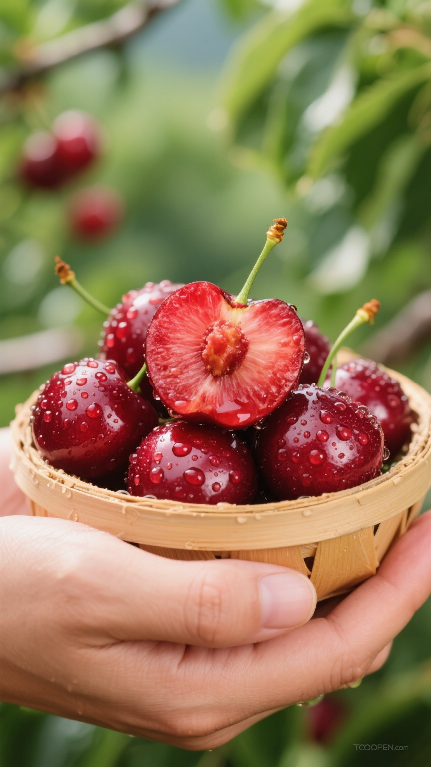 新鲜现摘车厘子樱桃创意摄影高清美图-07