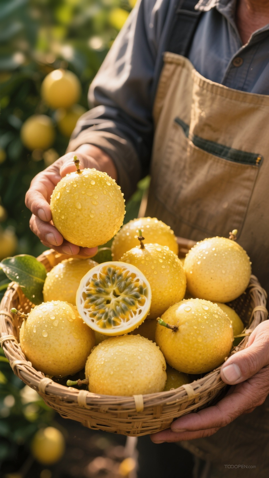 新鲜现摘黄金百香果创意摄影高清美图-03