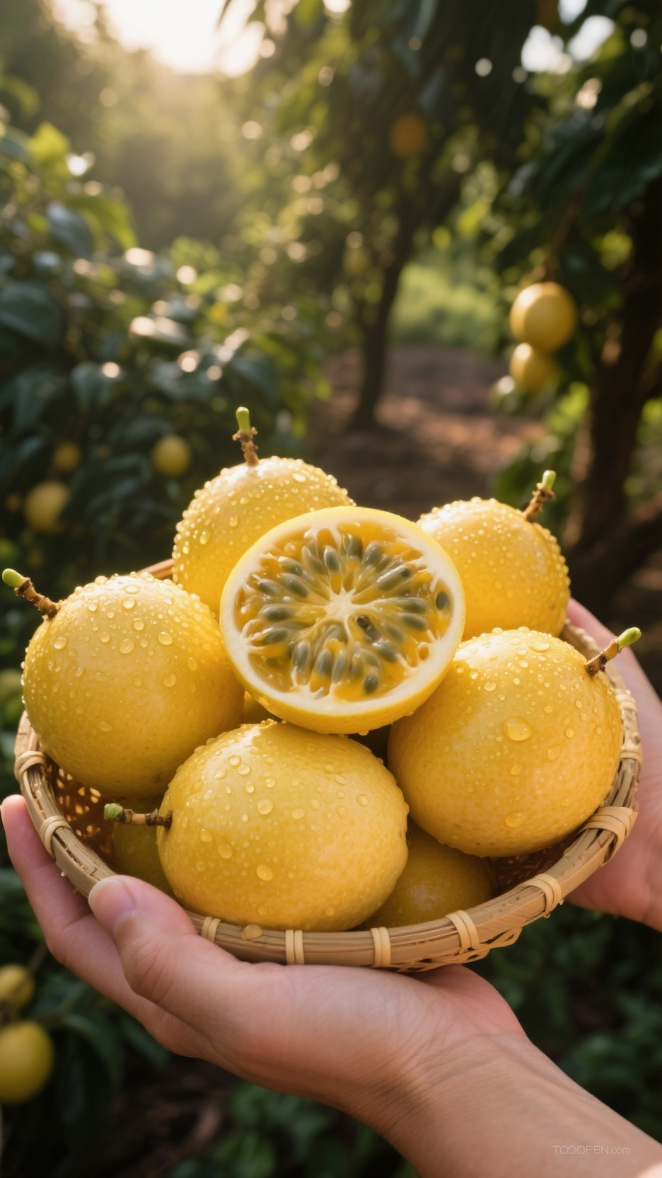 新鲜现摘黄金百香果创意摄影高清美图-06