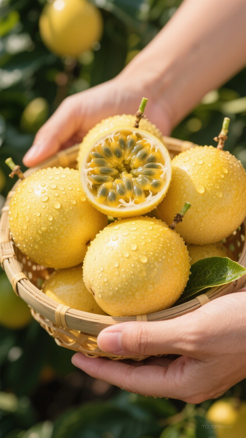 新鲜现摘黄金百香果创意摄影高清美图-12