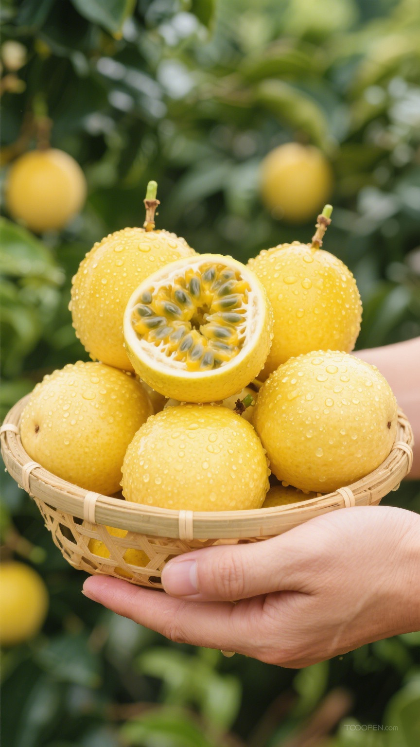 新鲜现摘黄金百香果创意摄影高清美图-13