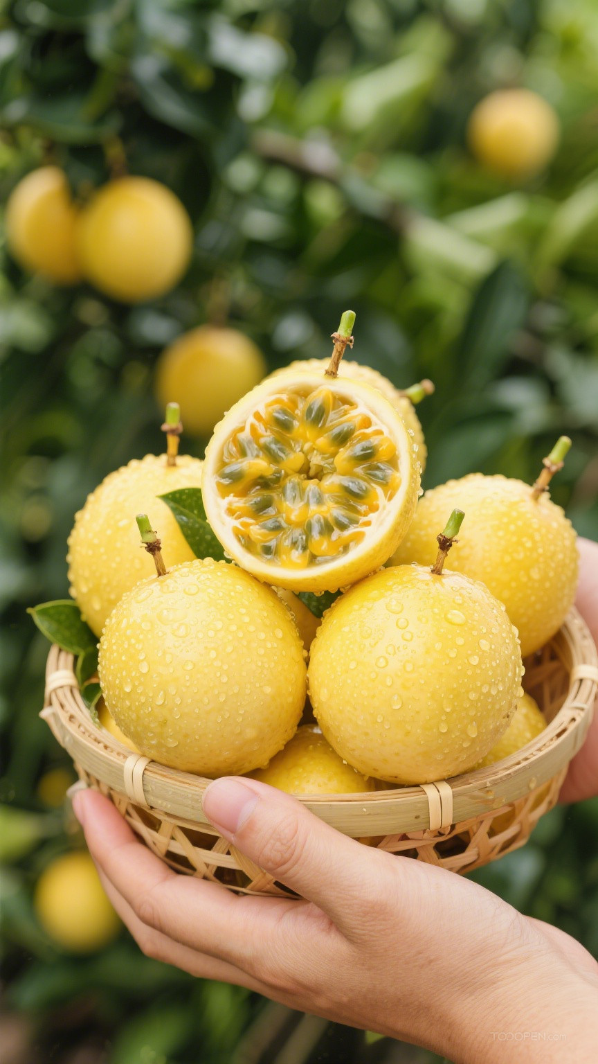 新鲜现摘黄金百香果创意摄影高清美图-14