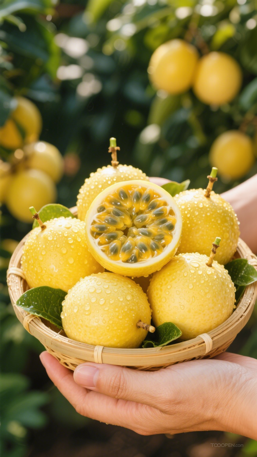 新鲜现摘黄金百香果创意摄影高清美图-15