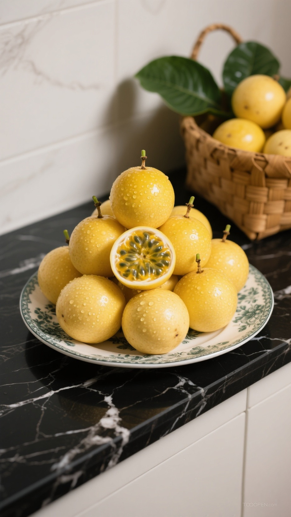 新鲜现摘黄金百香果创意摄影高清美图-03