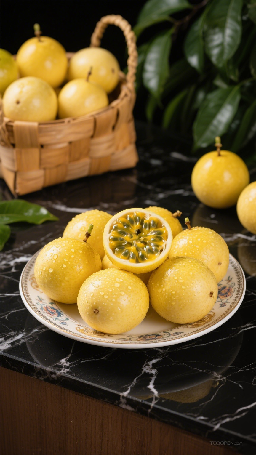 新鲜现摘黄金百香果创意摄影高清美图-11