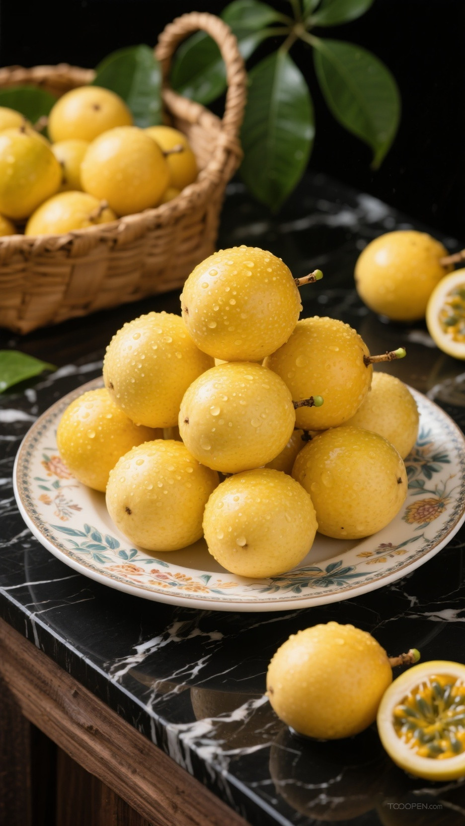 新鲜现摘黄金百香果创意摄影高清美图-14