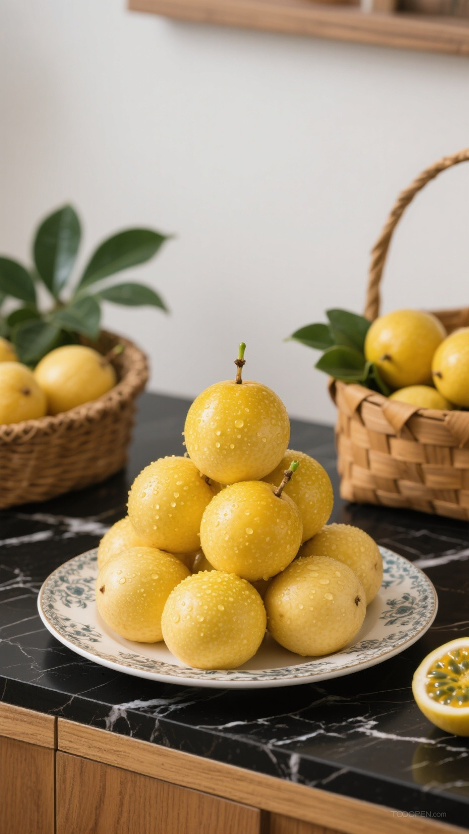 新鲜现摘黄金百香果创意摄影高清美图-15